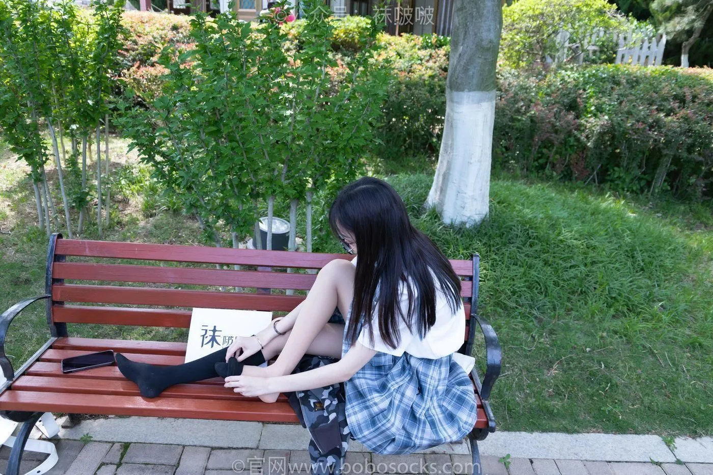 [BoBoSocks袜啵啵]NO.007 稚予-JK制服、皮鞋、黑色中筒棉袜、肉丝 [143P]插图1
